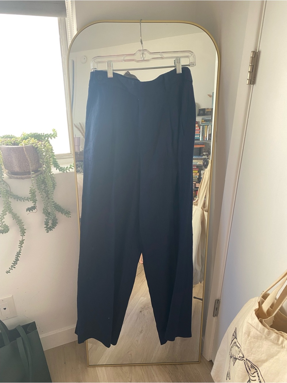 Madewell Dark Navy Wide-Leg Linen Pants